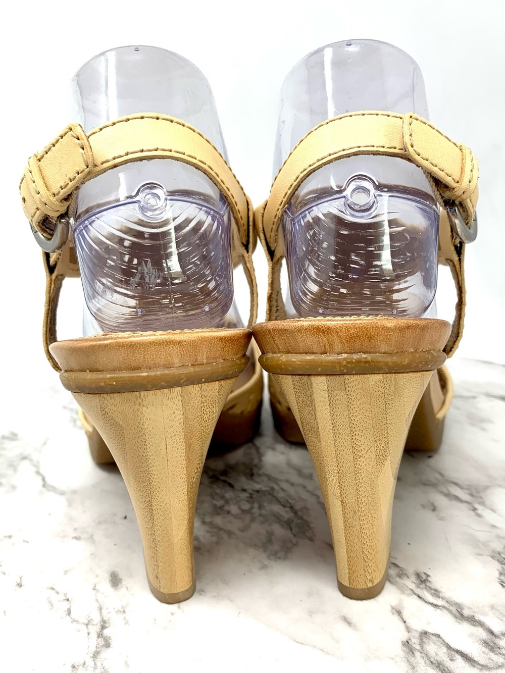 Naya Alpine Laser Cut Tan Leather Slingback Sandal Pumps 8.5 Classic Boho Summer - Picture 5 of 16